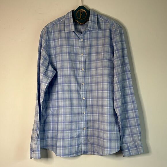 UNTUCKit Shirt Performance Gingham Checked Blue Mens XLT - Picture 1 of 5